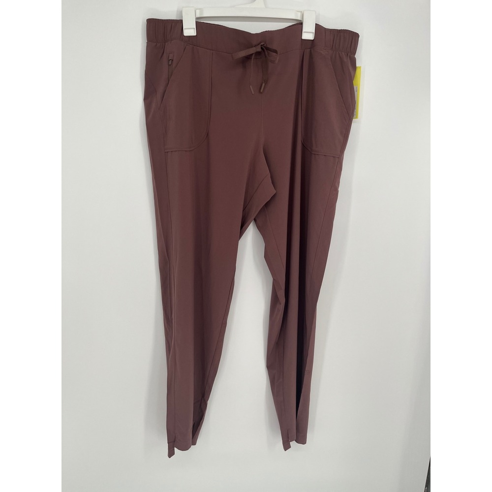 All in Motion Stretch Woven Scrub Pants Women XXL Long Brown Mauve High Rise